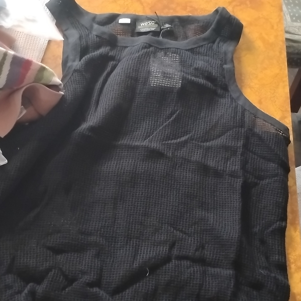 WeSC Black Mesh Detail Top
